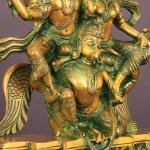 12" Brass Vishnu Lakshmi on Garuda | Antique Patina Divine Couple | Sacred Temple Art